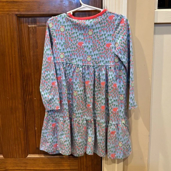 Ishtex Girls' Owl Print Dress with Red Accents (Size: 4T) - Picture 2 of 5